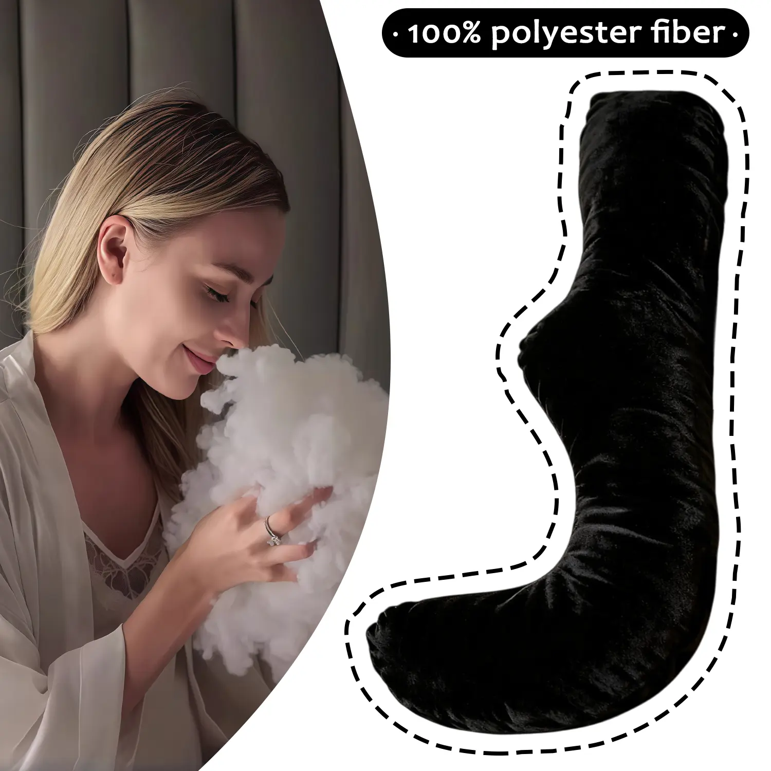 Single-Leg Ergonomic Pregnancy Pillow - Body Contouring Sleep Support, Polyester Side Sleeping Bolster, Shaped Pillow Bolster, Hand Wash Only, Maternity Support