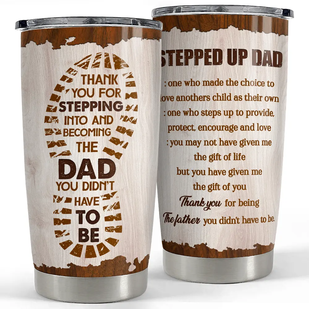 Stepped Up Dad 20oz Tumbler with Lid, Stainless Steel Insulated Vacuum Flask, Coffee Travel Thermal Cup, Father's Day Christmas Men Gift