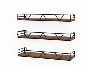 Set of 3, Floating Shelves, Home Wood Wall Shelf,  Wall Mounted Floating Shelf (Set of 3, Brown)