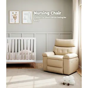 Oversized Wide Manual Recliner Chair. Faux PU Leather Large Recliner for Adults. 1.5X Sponge Comfort Armrest & Back for Living Room Bedroom