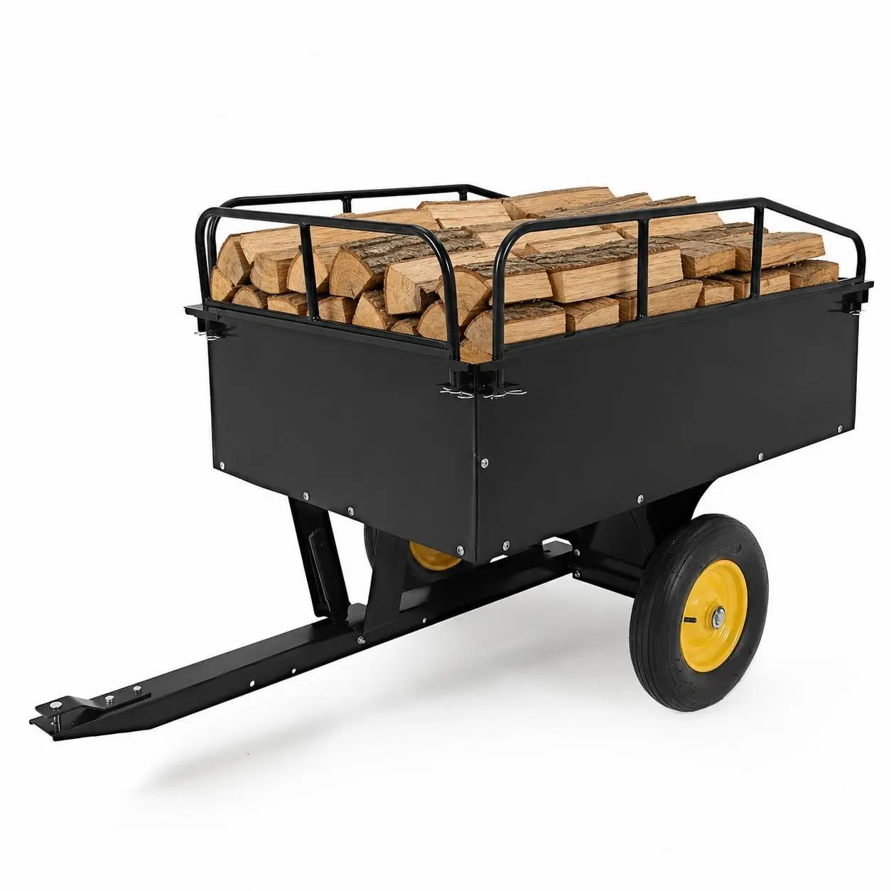 GAOMON Heavy-Duty Steel Utility Cart - ATV/UTV Dump Trailer with 750 Lbs Weight Capacity, 15 Cu. Ft. Volume Capacity, Removable Sides, Universal Hitch, Hand/Foot Dump Lever, for Lawn Tractor