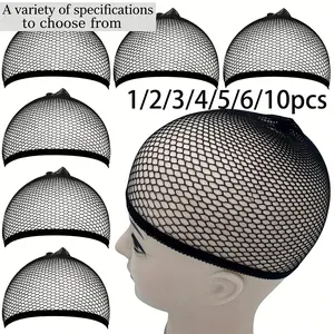 1/2/3/4/5/6/10PCS black wig cap, breathable mesh wig net, unisex mesh wig cap, wig hair net, black non-slip breathable stretch nylon wig cap set, long wig cap, stretchable high elastic durable hair net, wig care set, wig accessories