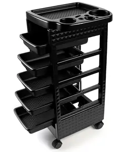 Hair Styling Salon Trolley Cart with Wheels and 5 Drawers, Salon Rolling Cart for Hair Stylist, Beauty Salon Equipment,Tattoo