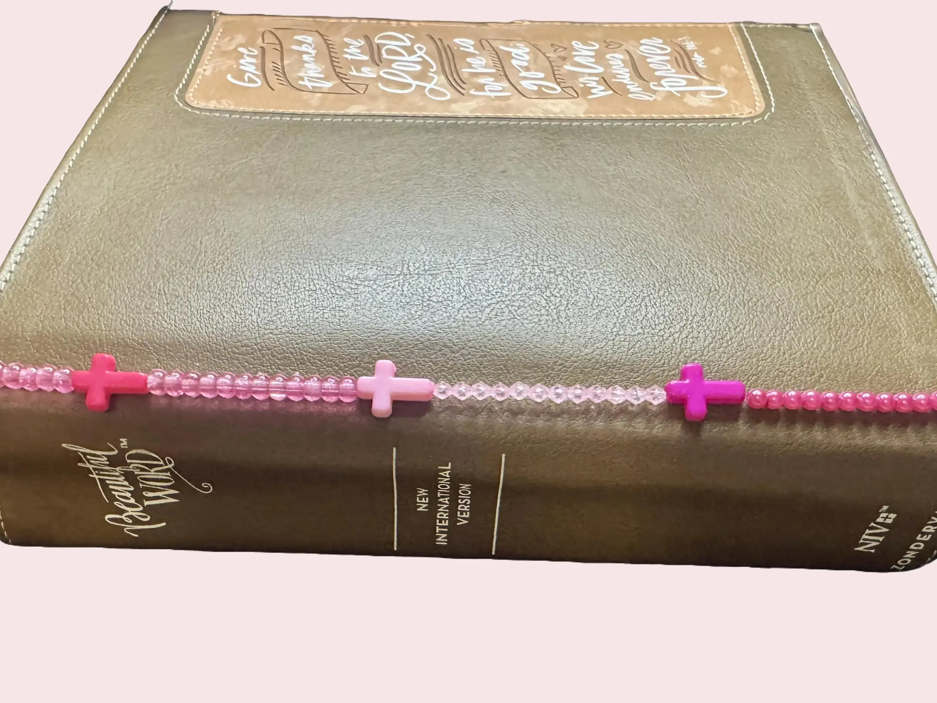 3 Cross Pink Bible Charm