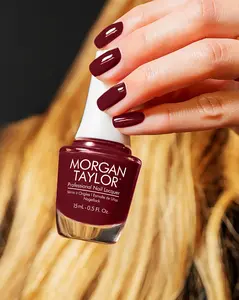 Morgan Taylor Looking For A Wingman - Burgundy Creme, Professional Lacquer, Vibrant, Chip-Resistant, Fast-Drying, Long-Lasting, High-Shine, Perfect for Manicures & Pedicure, 15mL.