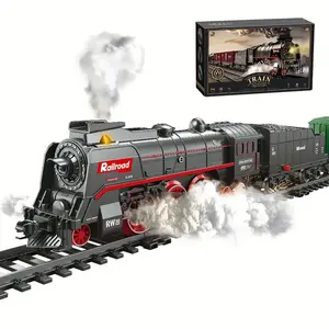 Hanging Christmas Train Set with Sound, Remote Control Train Toys with LuxuryTrack & Glowing Passenger Carriages, Metal Christmas TreeTrain with Smoke, Light and Sound, Toy Train Set for 3 4 5 6 7+ Years Old Boys Gifts