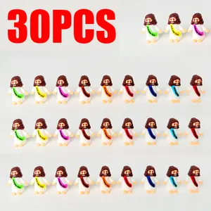 30PCS Little Jesus Figures, Mini Jesus Figurines in Bulk, Multicolor Tiny Jesus Figures, Miniature Figurines to Hide and Seek Religious Gifts for Easter Egg Stuffers (30PC)