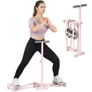 Exercise Equipment, Ski Machine, Simulated Ski Trainer, Ski Exercise Machine with 4-Level Adjustable, Non-Slip Pedal, Armrest, 550 Lbs Weight Capacity for Leg Muscle Workout Fun Cardio (Pink)