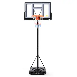 10FT Adjustable Height Portable Basketball Hoop Outdoor for Adult, 44 Inch Shatterproof Backboard w/Shock Absorbent Rim, Fillable Base, 2 Wheels for Swimming Pool/Indoor