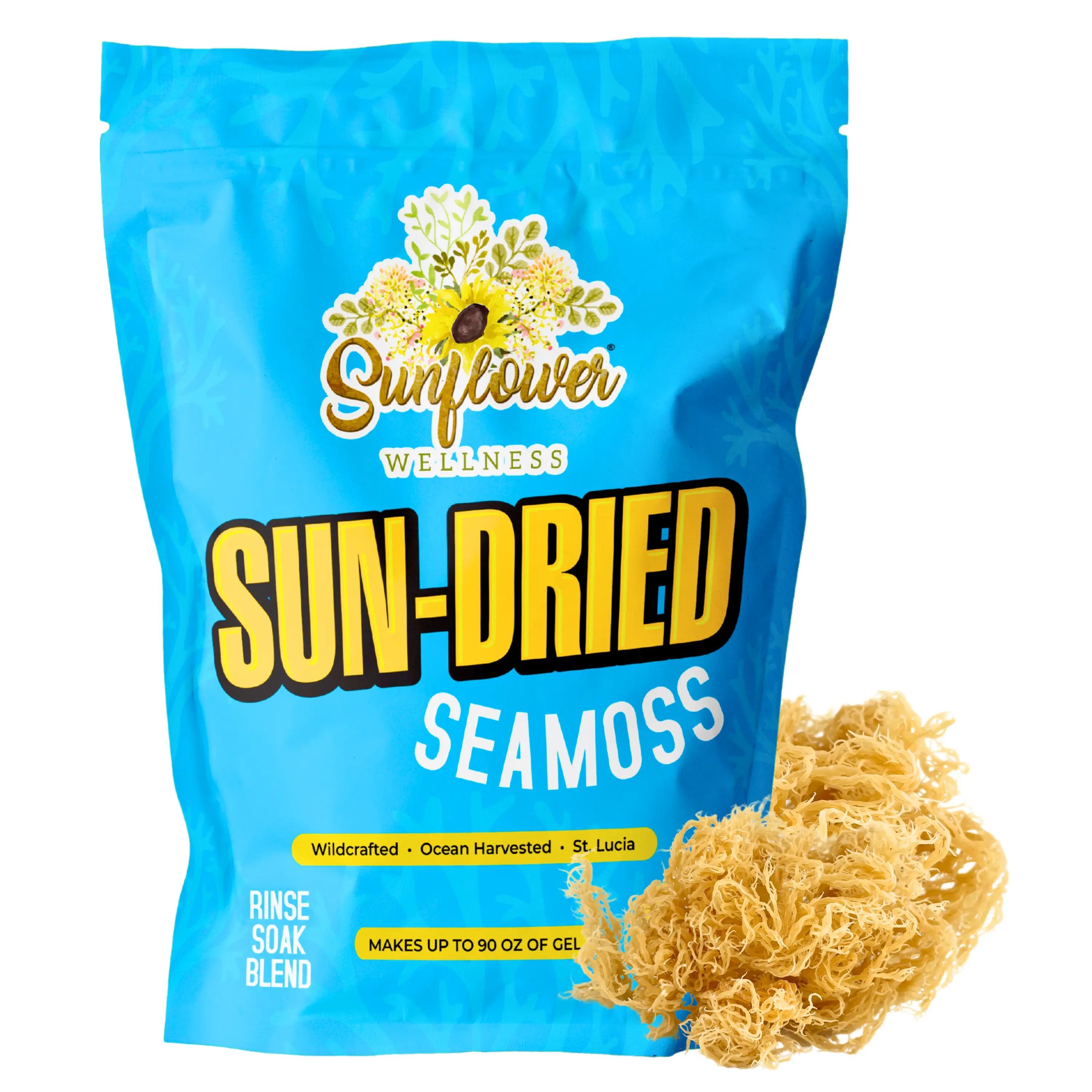 Sunflower Wellness St. Lucia Irish Sea Moss Raw Wildcrafted Superfood - All Natural Organic, Vegan