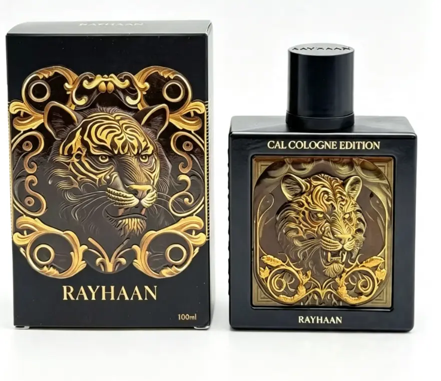Luxury Black Gold Tiger Rayhaan Men Cologne Spicy Cedar Amber Oud Scent All Day Wear Elegant Masculine Fragrance Ready Gift Set For Him