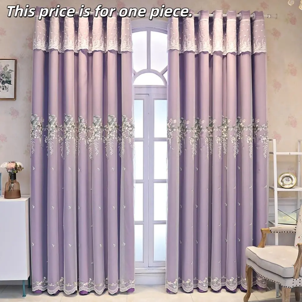 1PC New Curtain Custom Made Style Fabric & Sheer Two-Layer Design, Modern Minimalist Bedroom Window Treatment, Durable Stylish Decor