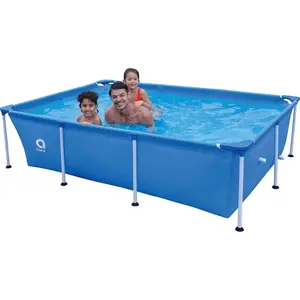 Above Ground Swimming Pool for Adults, Outdoor Rectangular Steel Frame Swimming Pool for Backyard Lawn Family, 6.2ft x 4.2ft x 16.5in