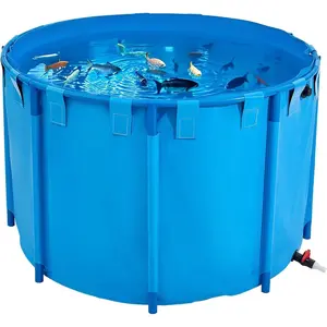 VEVOR Canvas Fish Pond, 270 Gal Above Ground Fish Pond, PVC Koi Tank with Clear Viewing Panel, Rectangular Goldfish Tank with Stainless Steel Frame Drain Valve, for Breeding Koi, Irrigation(Black)VEVOR Super Brand Day