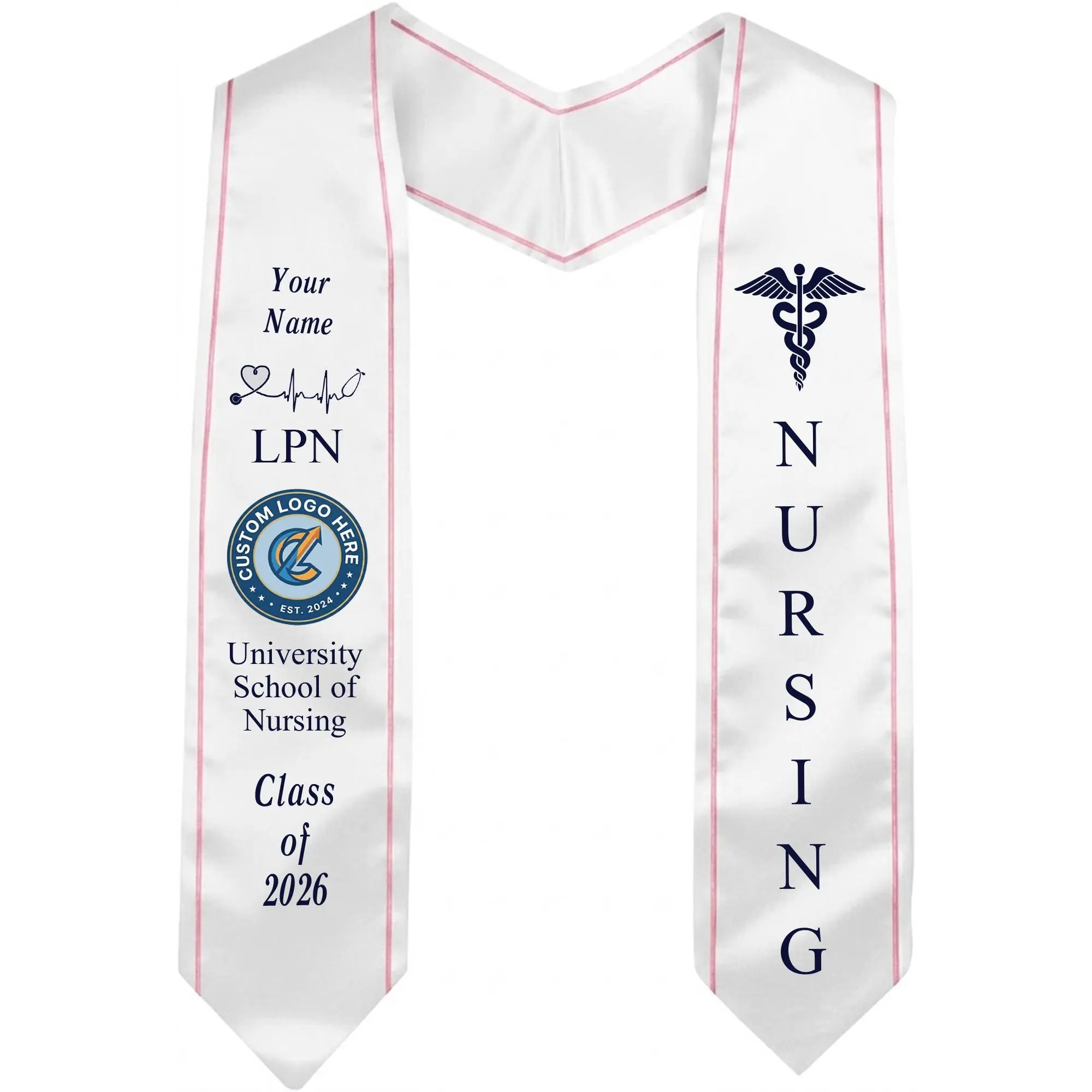 Customized Nursing Graduation Stole Sash 2026, Nursing Logo & Graduate, LPN Stole, Licensed Practical Nurse Stole, Nursing Stole Graduation 2026