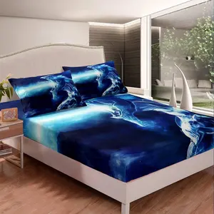 Feelyou Cool Ice Dragon Print Microfiber Fitted Sheet Set - Twin-Size Microfiber Bed Sheets, Vibrant Trippy Western Bedding, Deep Pocket, Comfy for Any Room