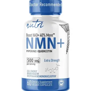 NMN Supplement 500mg NAD Supplement - Nutri Ultra High Absorption Stabilized NMN Nicotinamide Mononucleotide, 40% More NAD+ with Quercetin Phytosome & Black Pepper - mnm supplement (60 Capsules)