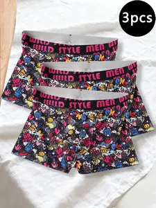 [Pack of 3] Men's Comfortable Boxer Briefs, Trendy Prints + Skin-Friendly Fabric, King of Cost-Effectiveness