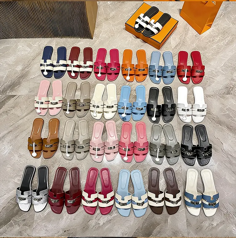 Women's Flat Slippers with Metal Buckle - Stylish & Versatile Spring/Summer New Arrivals