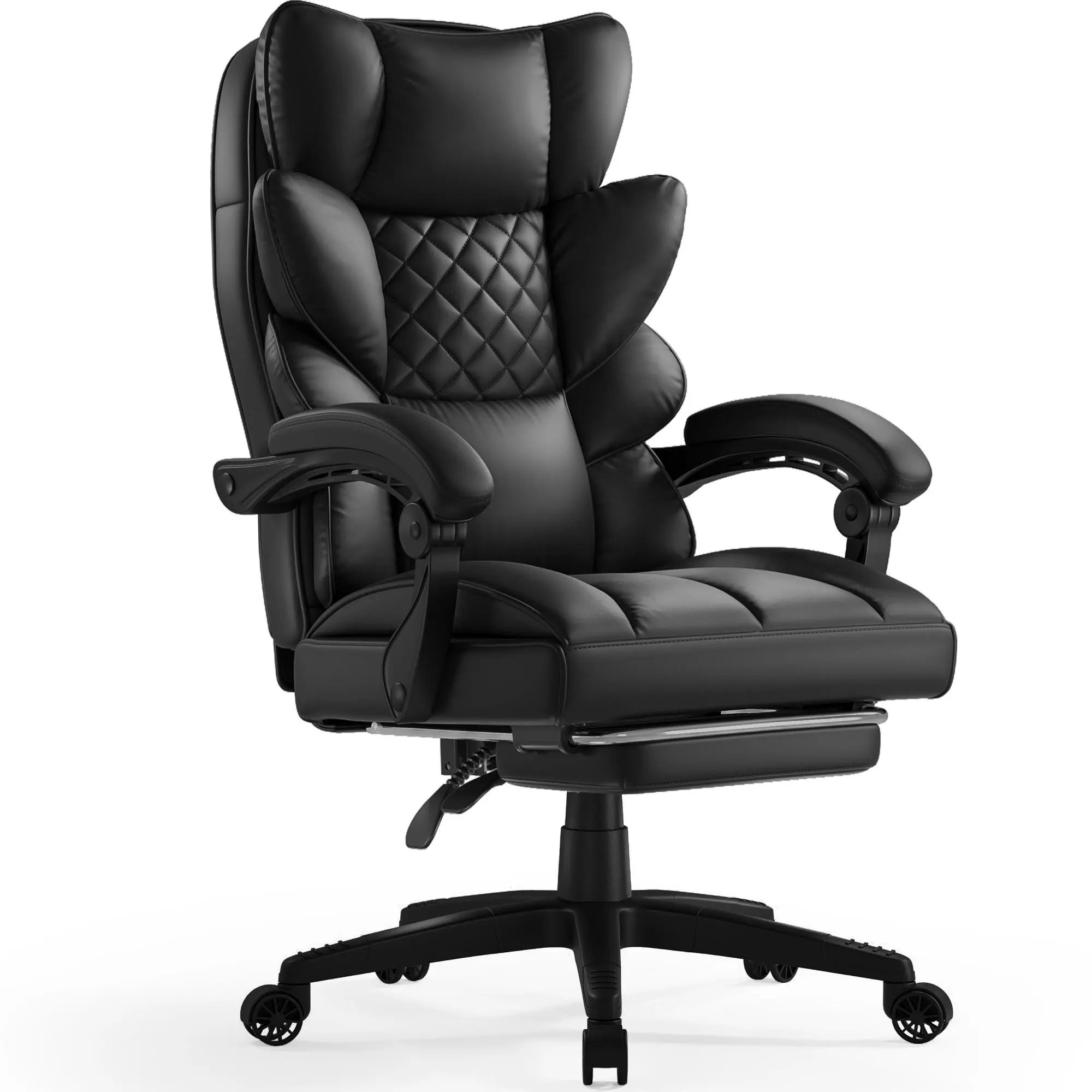 [DealsForYouDays] Big and Tall Office Chair with Pocket Spring Cushion, High Back Computer Gaming Chairs with Linkage Armrests, Executive Desk Chairs with Footrest, Ideal for Office Work, Home Gaming & Kids Study