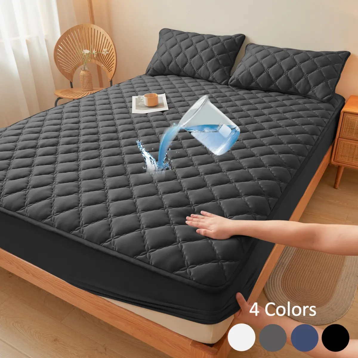 2pcs/3pcs waterproof and dirt-proof mattress cover Soft, comfortable and breathable mattress protector Suitable for bedrooms, guest rooms, apartments, schools and families with children, pets or the elderly Twin/Full/Queen/King (including pillowcases)