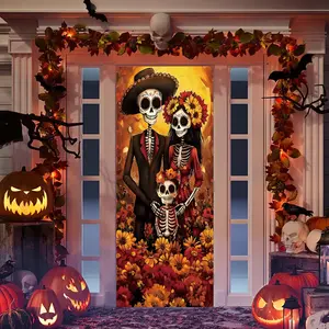 Stretchy Room Door Decoration Set for Halloween, Easy to Install Door Covers and Banners, 82.7in X 35.4in for Holiday Parties