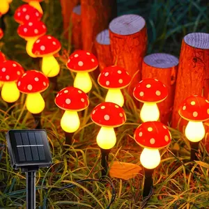 8/12/20pcs Solar Mushroom Light，8 Modes Outdoor Fairy Light String, Lawn Light with Light Source Sensing On/Off, Garden Decorative Light, Outdoor Pathway Lighting Suitable for Courtyards, Terraces, Paths, Homes, Lawns, Perfect Decorative Light Gift