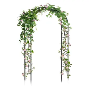 7FT Black Steel Garden Arch Arbor, Ideal for Wedding Ceremonies and Outdoor Decor, Wedding Arch Stand, Garden Trellis for Climbing Plants