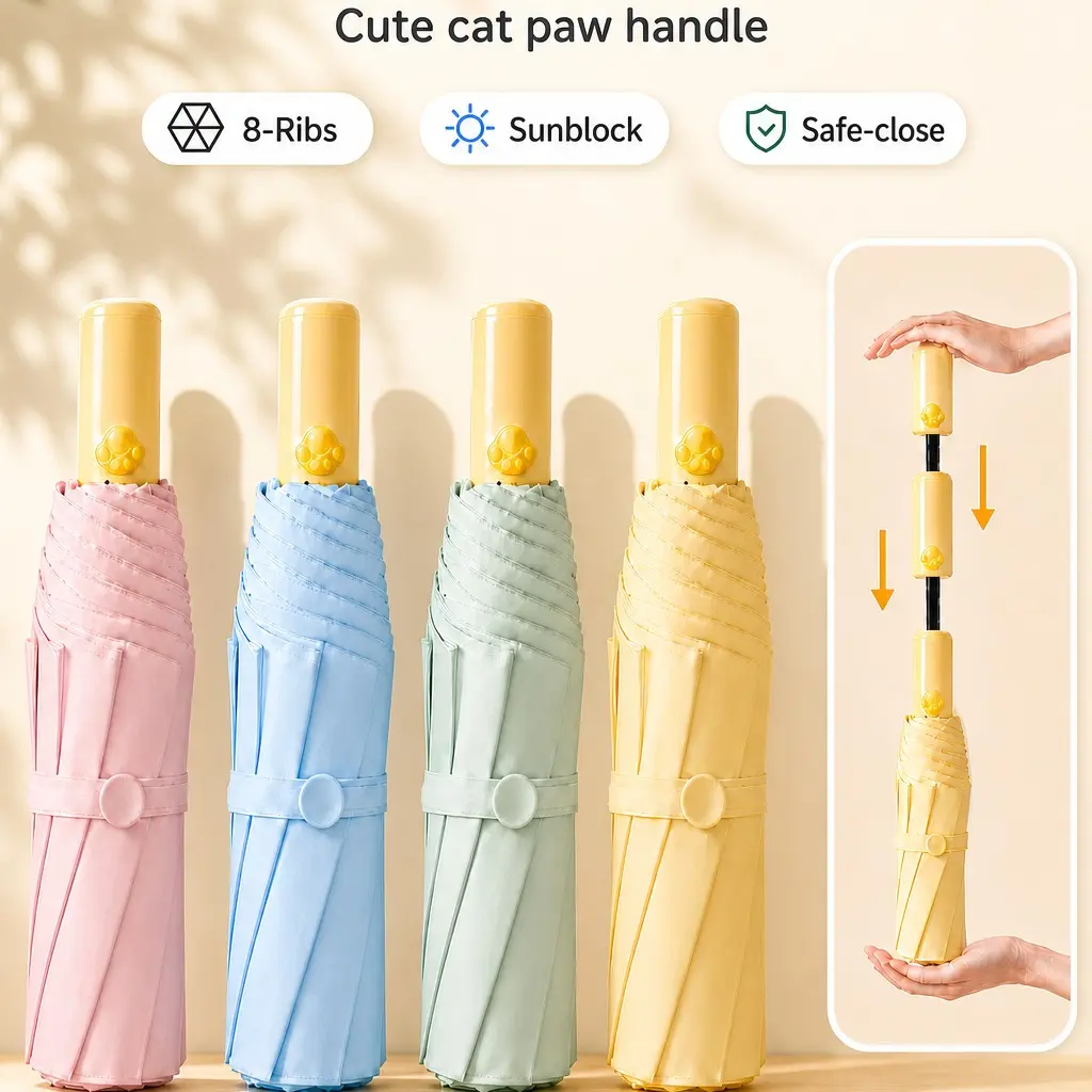 Automatic Open & Close Umbrella for Kids & Adults,Umbrella Tip Rounded Safety Tips, Anti-Rebound Design Can be Stopped at any Location, Waterproof & Sun Protection, Lightweight Portable with Name Tag