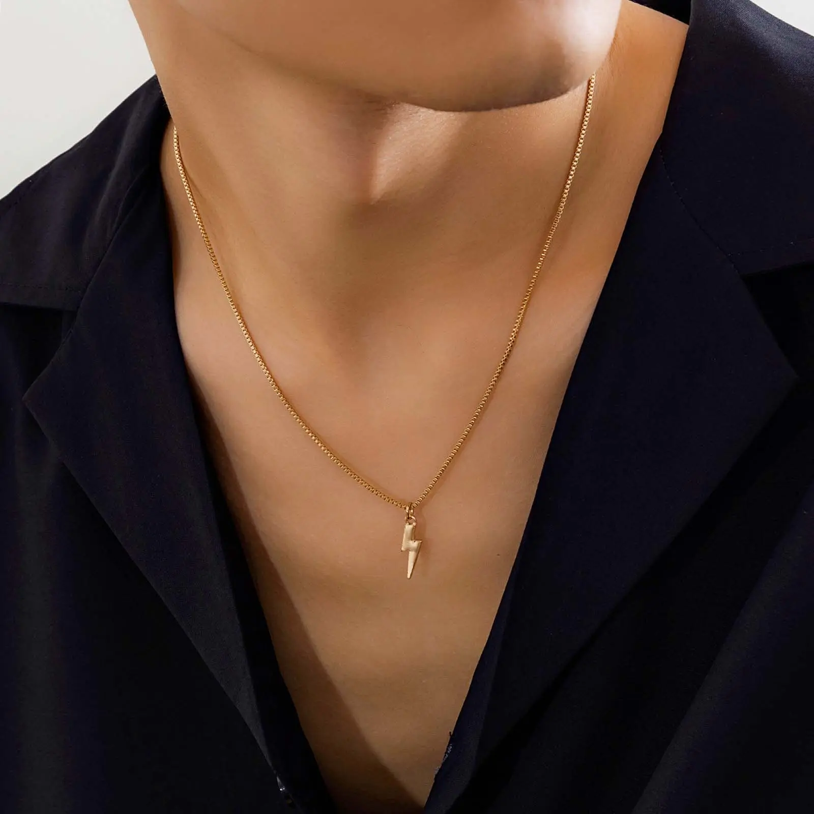 Stainless Steel Mini Lightning Necklace  Unisex  Jewelry Gift