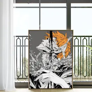 Bleach Anime Poster, Vintage Ichigo Hollow Anime Manga Wall Art, Bankai Japanese Style Home Decor Wall Art, Retro Thousand Year of Blood Print, Otaku Gift