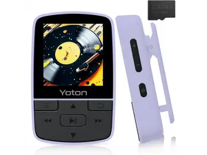 YOTON MP3 Player with Bluetooth 5.2, 64GB Storage Included, Mini Size, HiFi Music, with Sports Clip, Independent Volume Control, FM Radio, Includes Headphones, Purple