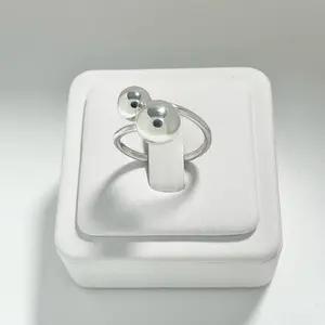 Sterling Silver 925 Two Ball Ring