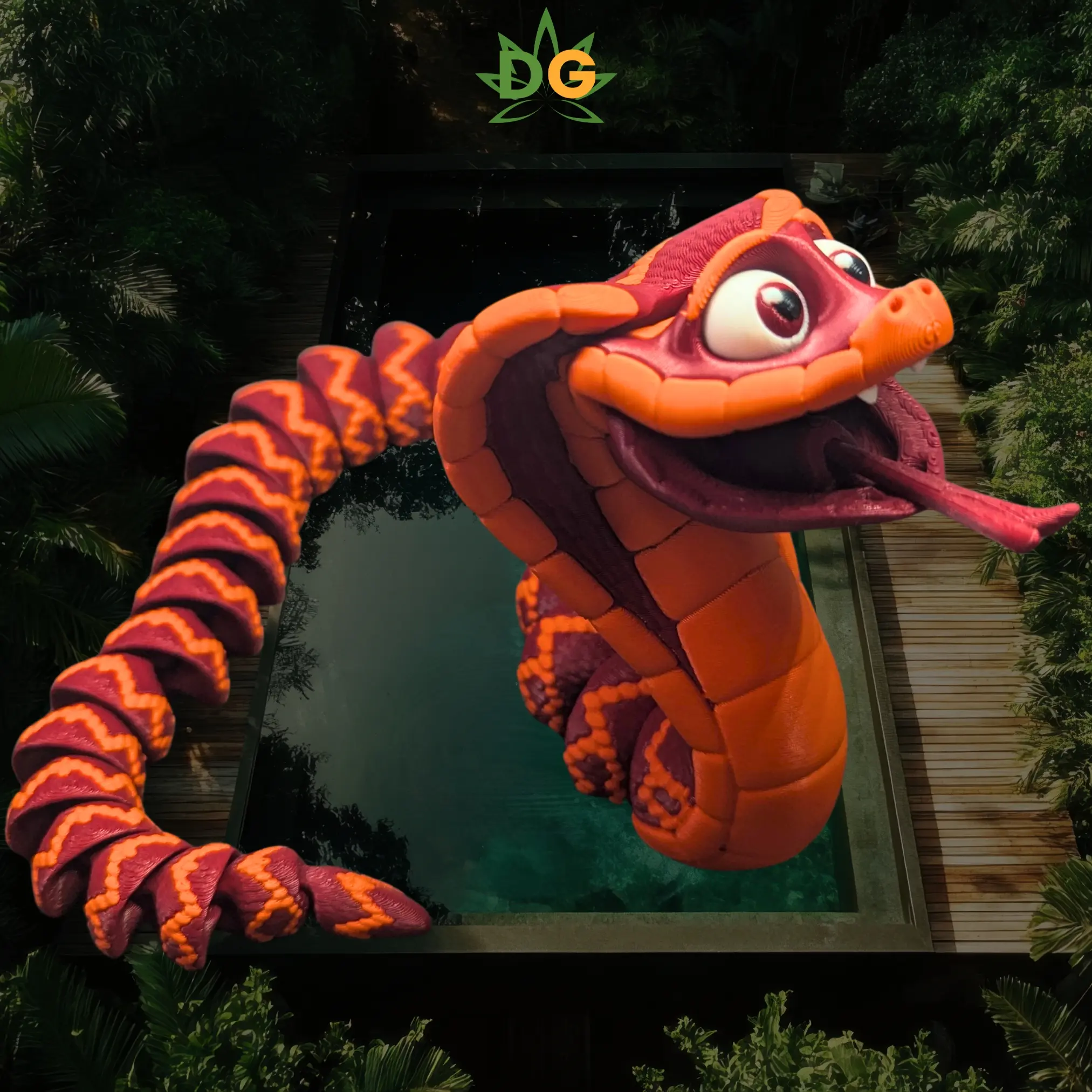 3D Printed Bendable Desert-Toned Fully Jointed King Cobra Statue - Cute Cuddly Home Decor Decoration, Nature-Themed Gift for Snake Enthusiasts, Snakes