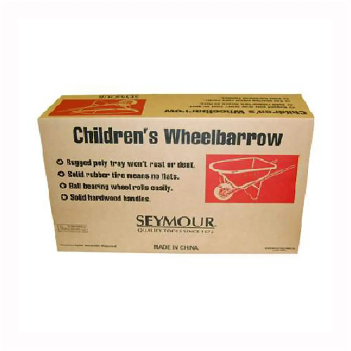 Seymour Midwest Llc Junior Red Wheelbarrow Kit for Children - Ball Bearings, Rubber Tires, Poly Tray, Steel Parts, Helping Around the Yard (Home Improvement Building Supply Trolley)