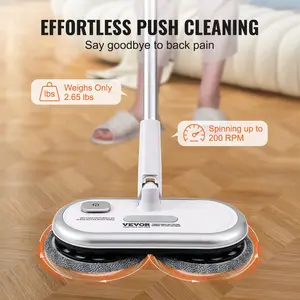 VEVOR Cordless Electric Mop, Up to 70 mins Powerful Battery, Electric Spin Mop with Dual Spinning Mop Heads, 4 Microfiber Pads & 2 Floor Scrubber Pads, for Hardwood Floor/Bathroom/Tile Floor Cleaning