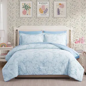 Melex Home Comforter Set for Girls- 5/7 Pieces Bowknot Jacquard Bed in A Bag Twin Bedding Sets with Sheets, Pillowcases & Shams, All Season Comforter Set