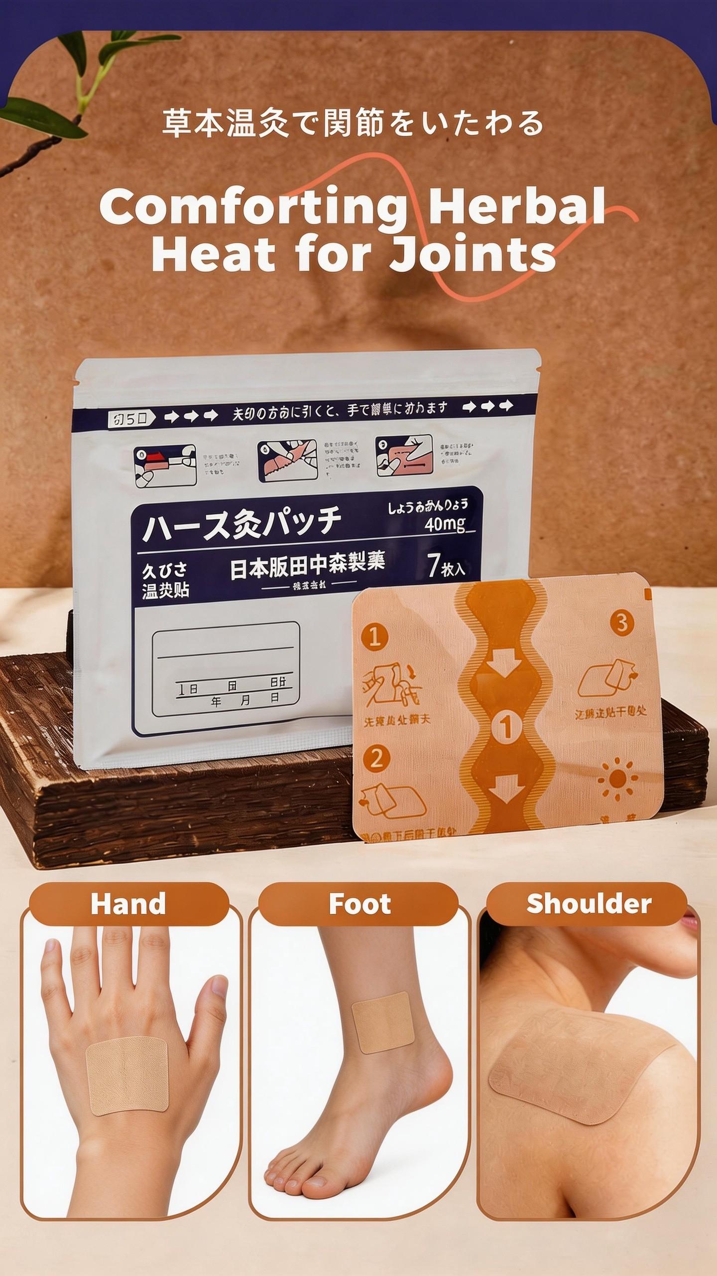 Multi-Purpose Herbal Heating Pads for Joint Support, Fast Warmth Deep Tissue Patch for Gout & Muscle Discomfort, 7 Pcs Long-Lasting Therapy