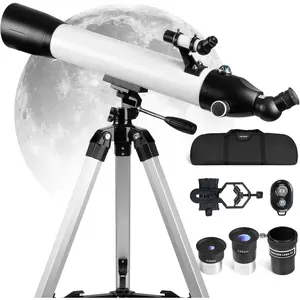 Telescope for Adults High  90mm Aperture 700mm Refractor Telescope for Astronomy Enthusiasts (28X-234X) with Classic  Tripod Base & Smartphone Adapter (White)