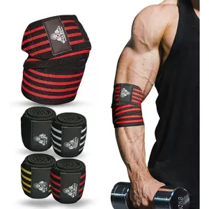 Elbow Wraps for Weightlifting (Pair), Stretchable 41" Elbow Compression Strap, Weightlifting Straps for Bench Press, Powerlifting, Pressing, Elbow Straps for Golfer's Elbow &