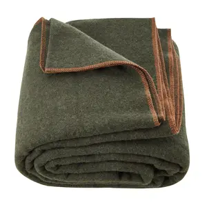 VEVOR Wool Camping Blanket, Large Warm Stadium Blanket, Waterproof & Windproof, Flame Retardant, Great for Outdoors, Picnics, Hiking, Sports Events, Travel, 64" x 88" (80% Wool), Army Green