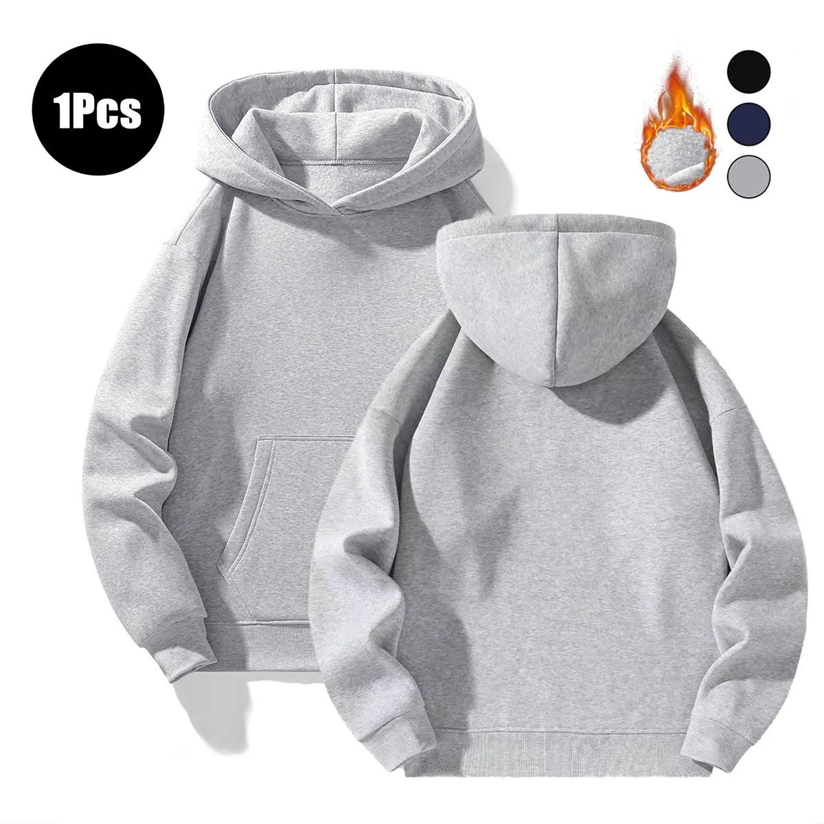 Men's Oversized Hoodie Sweatshirt, Casual Plain Long Sleeve Pullover Top for Winter Warmth and Daily Wear, Tops, Menswear, Hoodies To Buy, Outfit Inspiration, Streetwear, 1Pcs