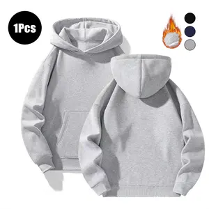 Men's Casual Hooded Hoodies Sweatshirts for Daily Wear Long Sleeve Plain Design Winter Jacket High Quality Warm Outerwear Stylish Fall Outfits Menswear Beige coat Grey Black