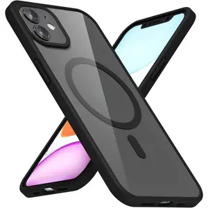 Ultra Slim Phone Case for iPhone 11/12/13/14/15/16/17 Plus Pro Max Case Clear Mag Safe, Thin Magnetic Phone Cases Compatible with Magsafe, Silicone Bumper & Transparent Hard Plastic Military Grade Drop Shockproof Protective Cover for iPhone 17 Pro Max