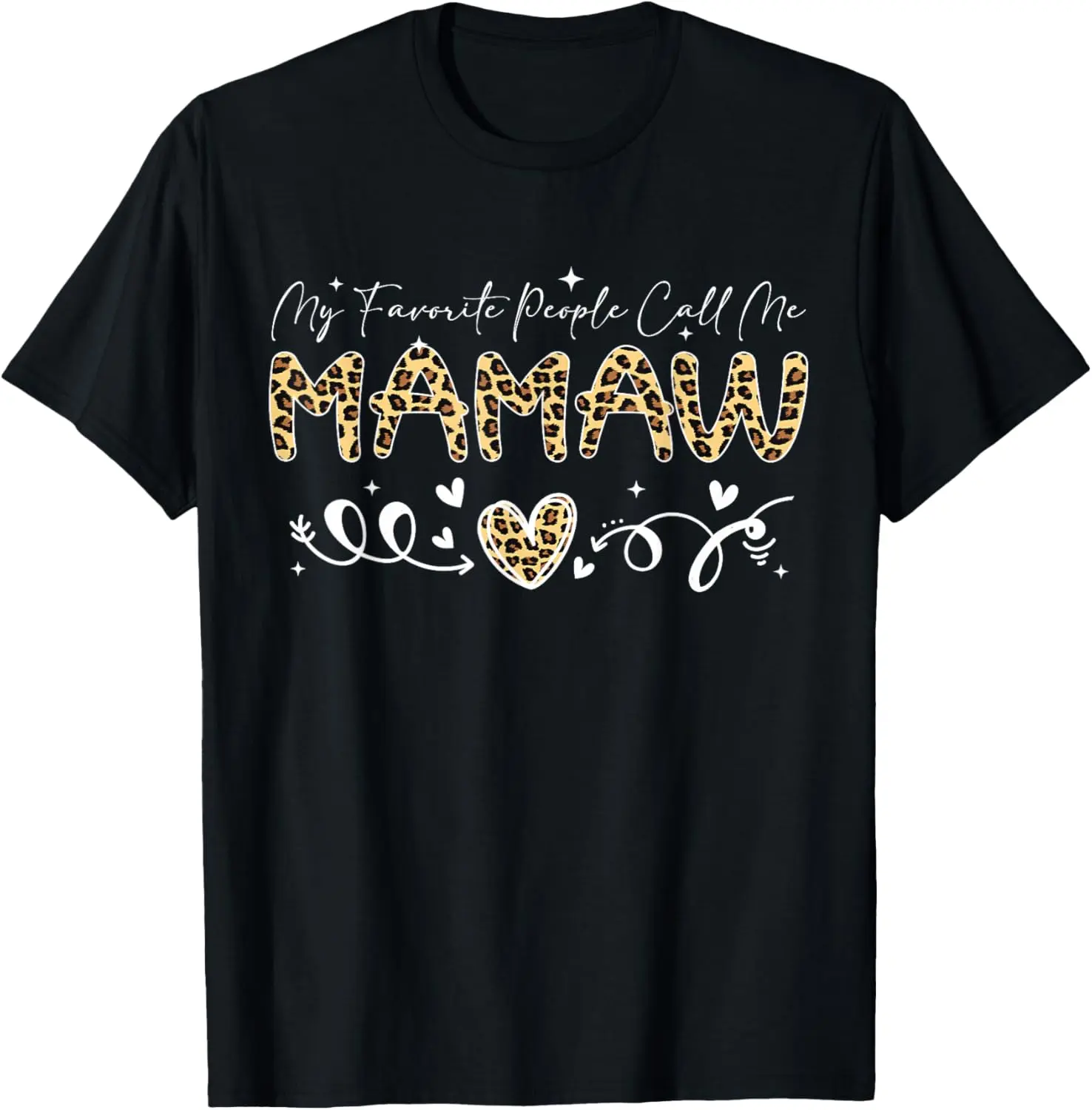 Women's Casual "Mamaw" Leopard Graphic T-Shirt, Comfortable 100% Cotton Short Sleeve Round Neck Top, Lightweight Regular Fit Fabric