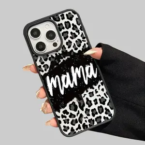 MagSafe Silicone & Acrylic Phone Case for iPhone 17/16/15/14/13/12/11 Series (Pro, Pro Max, Standard) - Trendy Leopard Mama Pattern, Wireless Charging Compatible, Shockproof, Non-Slip Durable Protection