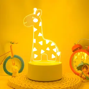 Acrylic Giraffe Night Light USB Powered, Cute Cartoon Style, Button Control Warm Light, Room Decor Lamp, Perfect Gift for Birthday Christmas