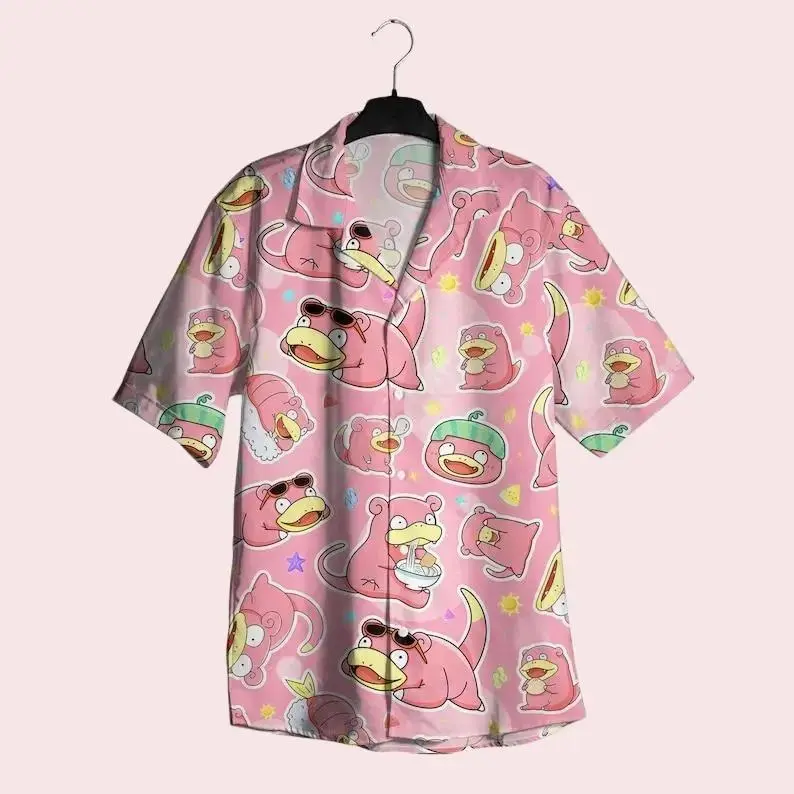 Slowpoke Cute Hawaiian Shirt Shorts Water Type Aloha Shirt Food Shirt Anime Shirt Slowpoke Gifts