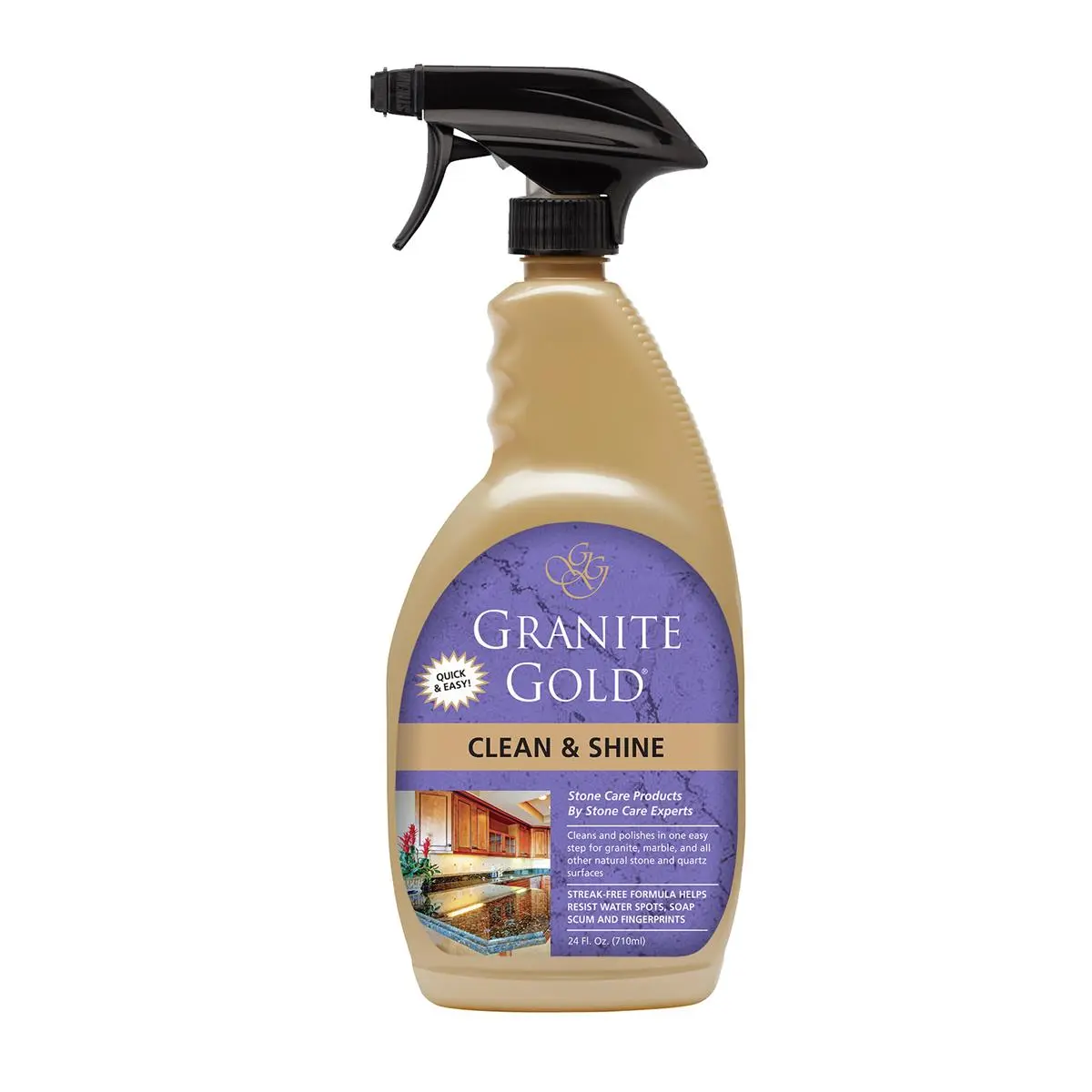 212 MAIN Granite Gold GG0047 24 oz. Biodegradable pH-Balanced Multi-Surface Cleaner & Shine Household Stone Care for Granite, Marble & Quartz Polishing, Granite Polish