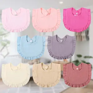 8 Pack Muslin Baby Bibs for Drooling Teething 4-Layer Organic Cotton Newborn Bibs